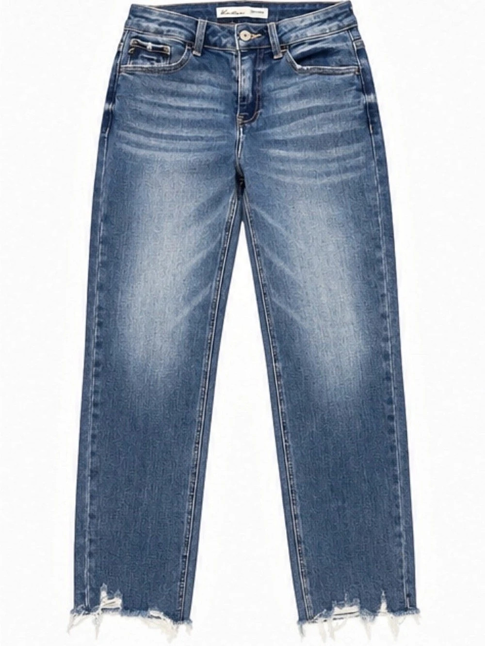 Kancan for Maurices Size 27 High Rise Straight Jeans Raw Hem Distressed